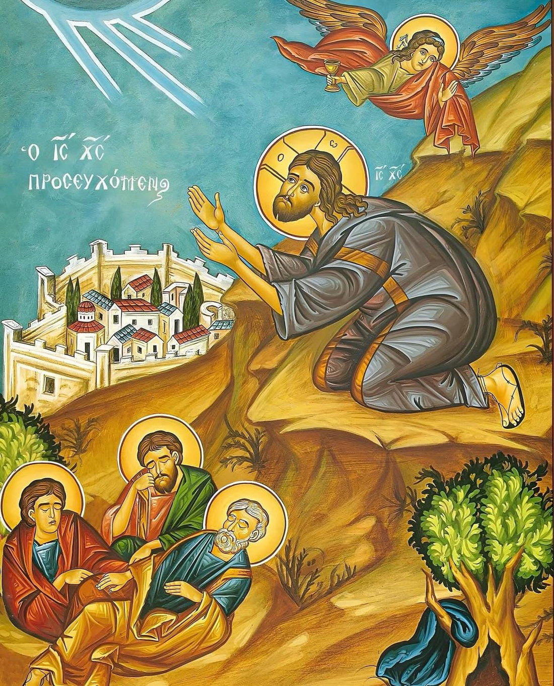 The Lord Jesus Christ’s Agony in the garden 8x10in Handcrafted Icon