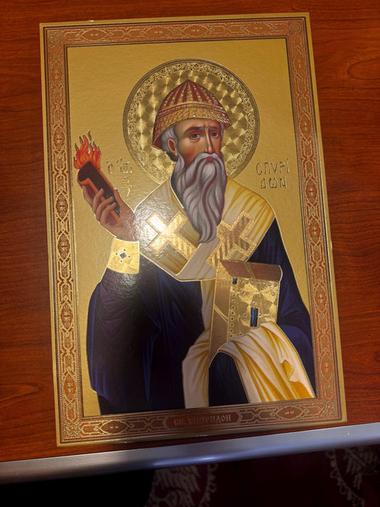 St Spyridon Ukraine gold leaf effect Icon 8x12in