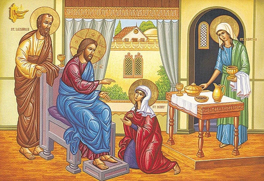 The visit of the Lord Jesus to St’s Martha and Mary 8x10in Handcrafted Icon
