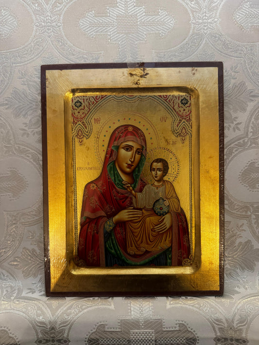 Theotokos of Jerusalem Indented Gold Leaf