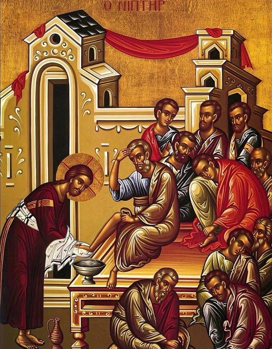 Washing of the Disciples feet 8x10in Handcrafted Icon