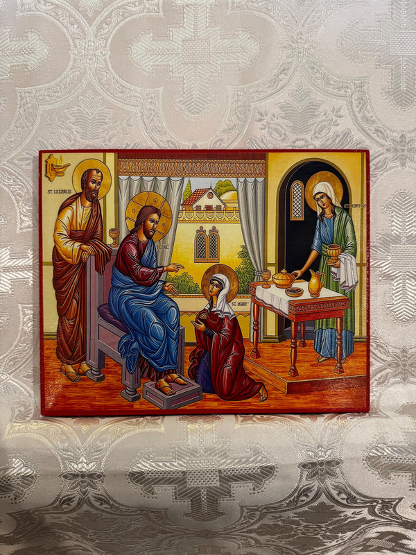 The visit of the Lord Jesus to St’s Martha and Mary 8x10in Handcrafted Icon