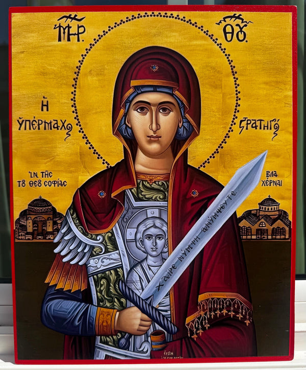 Champion Leader Theotokos 8x10in Handcrafted Icon