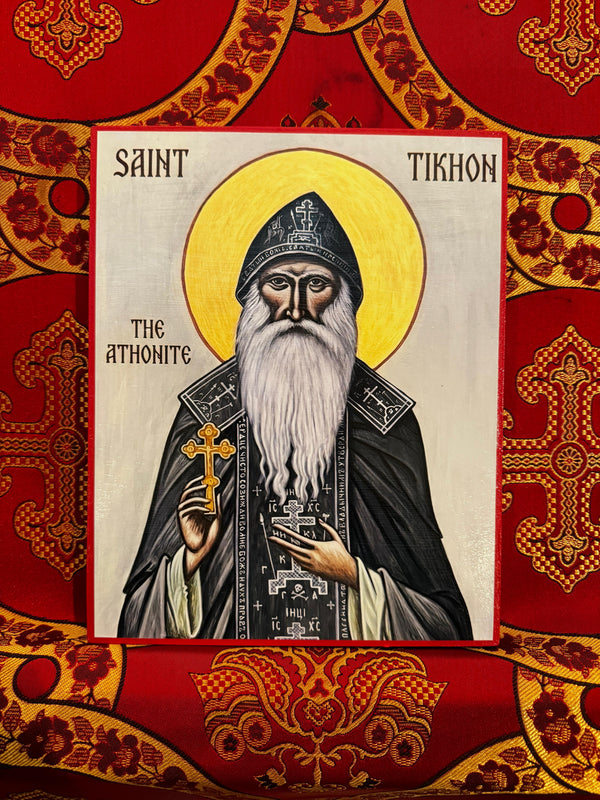 Saint Tikhon the Athonite 8x10in Handcrafted Icon