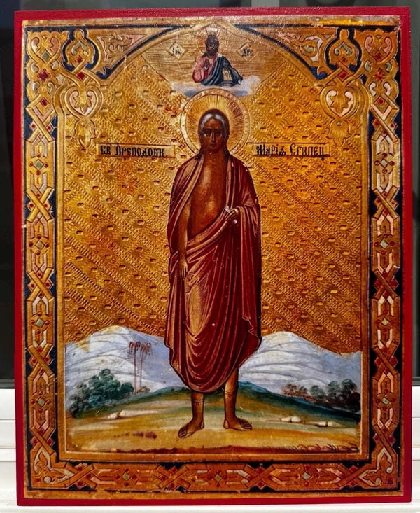 St Mary Of Egypt Waiting For The Holy Communion 8x10in Handcrafted Icon