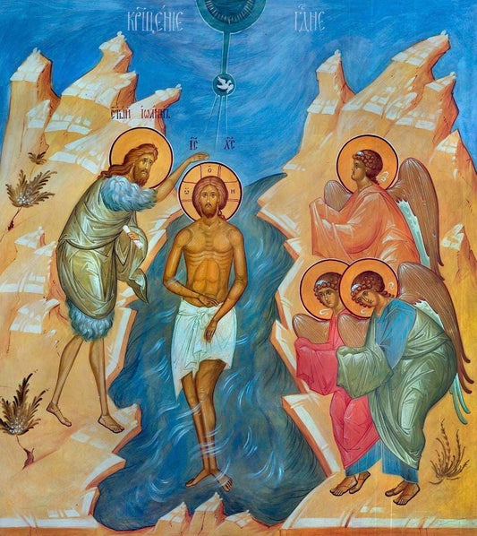 The Baptism of the Lord Jesus Christ (Theophany) 8x10in Handcrafted Icon