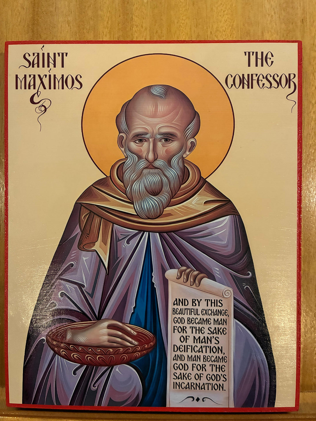 Saint Maximos the Confessor 8x10in Handcrafted Icon