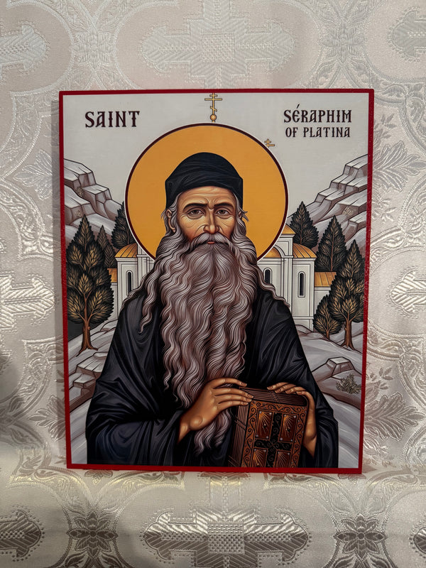 Saint Seraphim of Platina 8x10in Handcrafted Icon