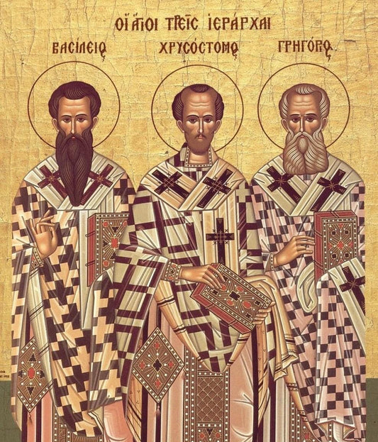 Three Holy Hierarchs 8x10in Handcrafted Icon