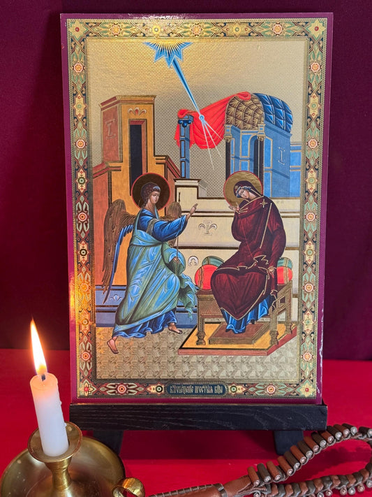 The annunciation of the Theotokos Ukraine gold leaf effect Icon 8x12in