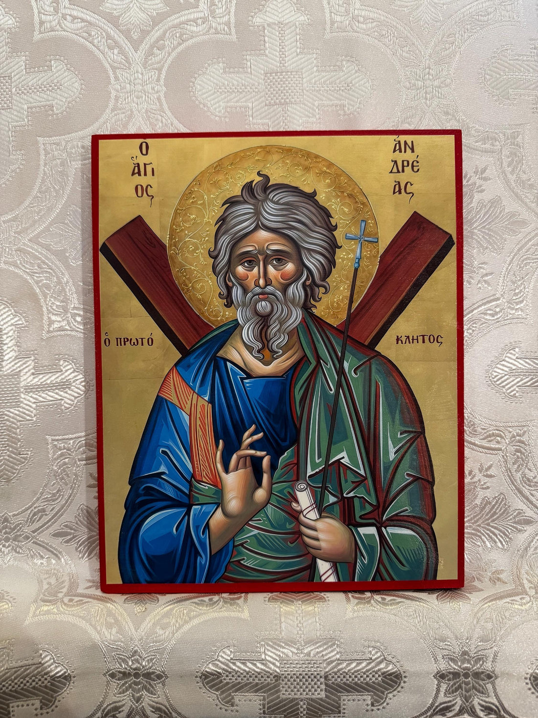 Apostle Saint Andrew 8x10in Handcrafted Icon
