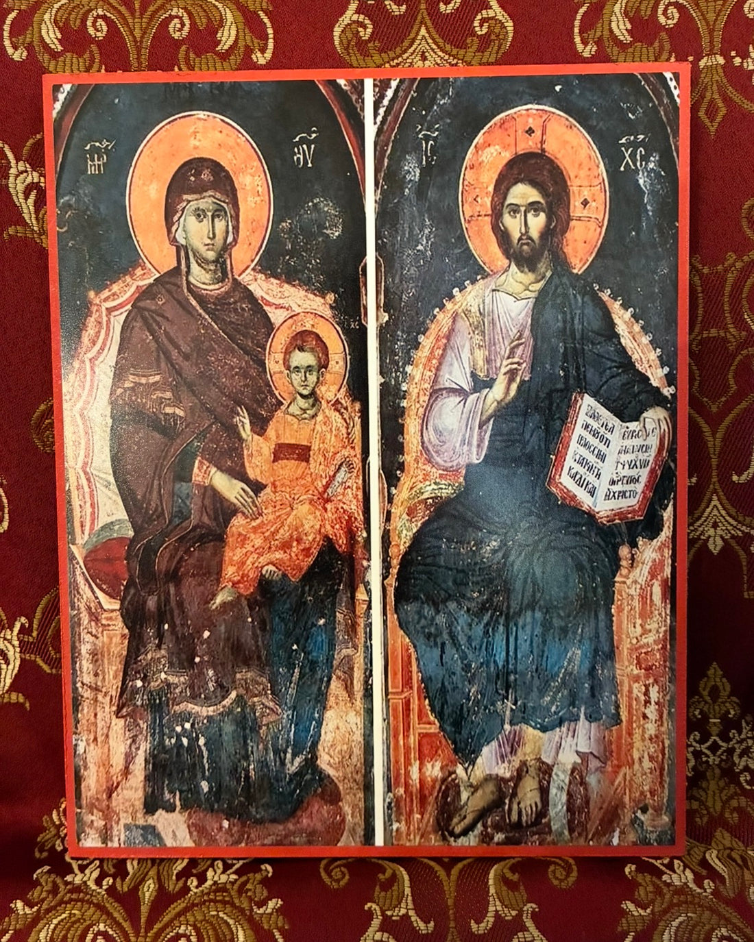 Lord Jesus and Theotokos Enthroned l 8x10in Handcrafted Icon