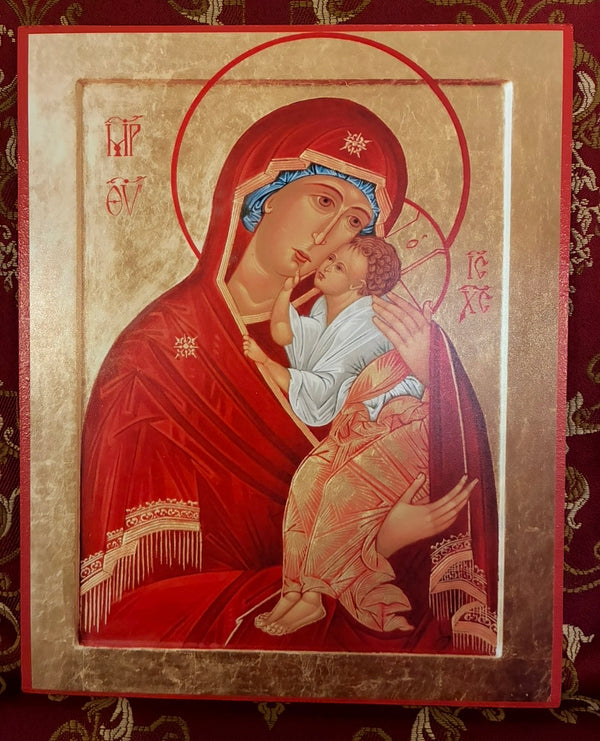 Mother of God Eleousa “Tenderness” 8x10in Handcrafted Icon