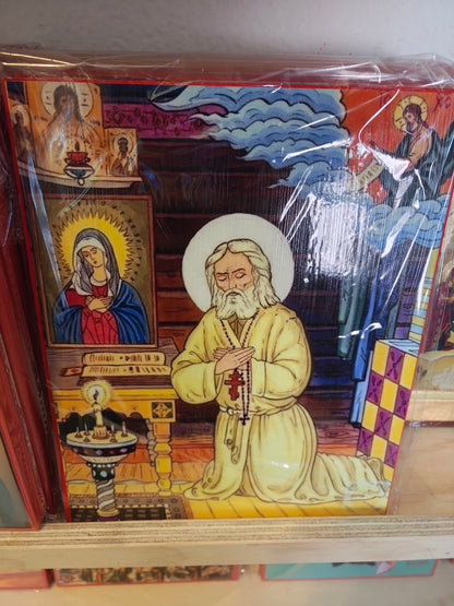 Saint Seraphim of Sarov kneeling in prayer