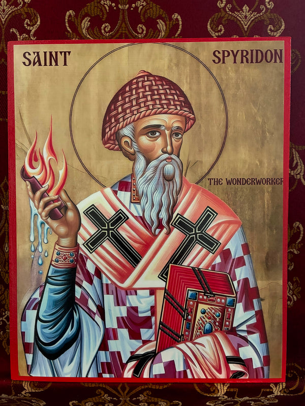 Saint Spyridon the Wonderworker 8x10in Handcrafted Icon