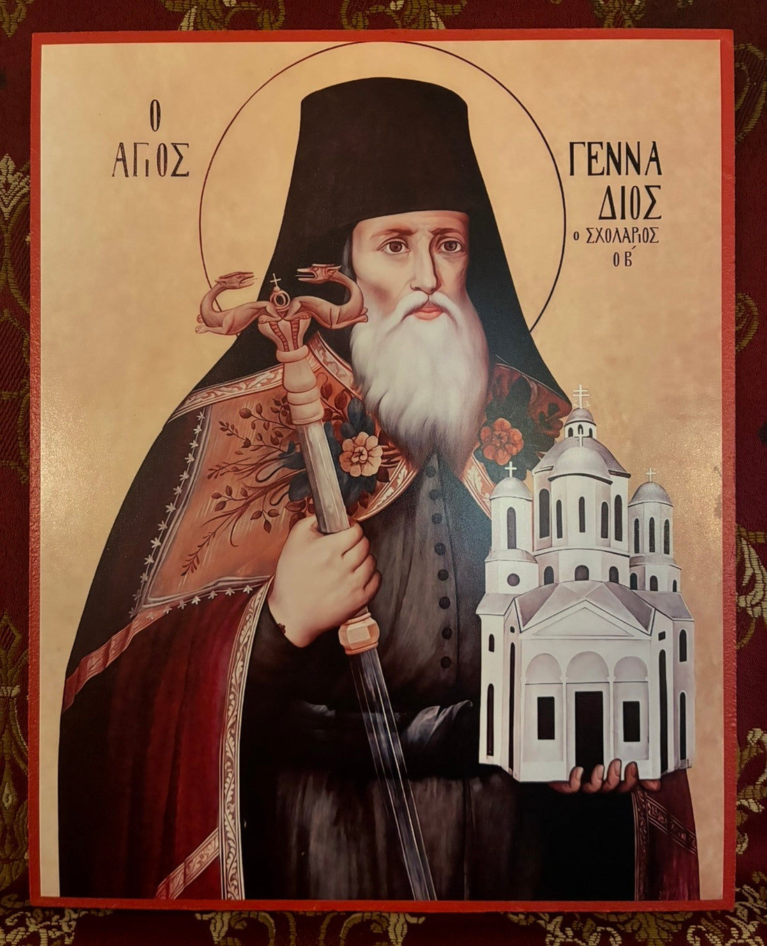 Saint Gennadios Scholarios 8x10in Handcrafted Icon