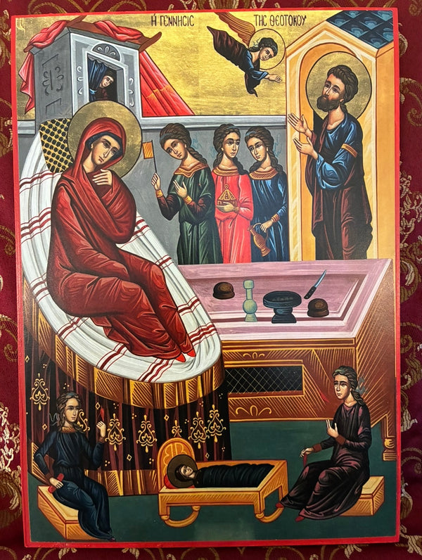 Nativity of the Theotokos 10x14in Handcrafted Icon
