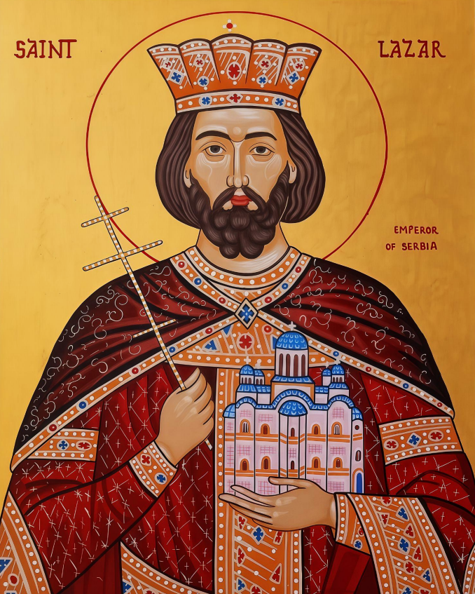 Saint Lazar Emperor of Serbia 8x10in Handcrafted Icon