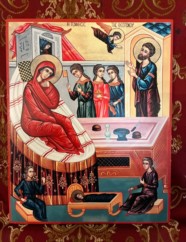 The Nativity of the Theotokos 8x10in Handcrafted Icon