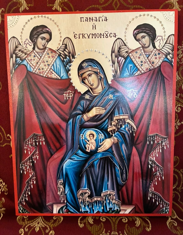 Panagia in Pregnancy 8x10in Handcrafted Icon
