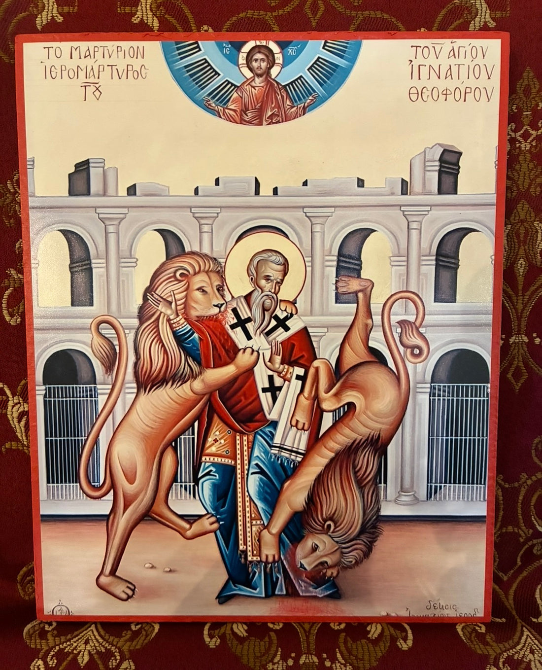Saint Ignatius of Antioch In Colosseum 8x10in Handcrafted Icon