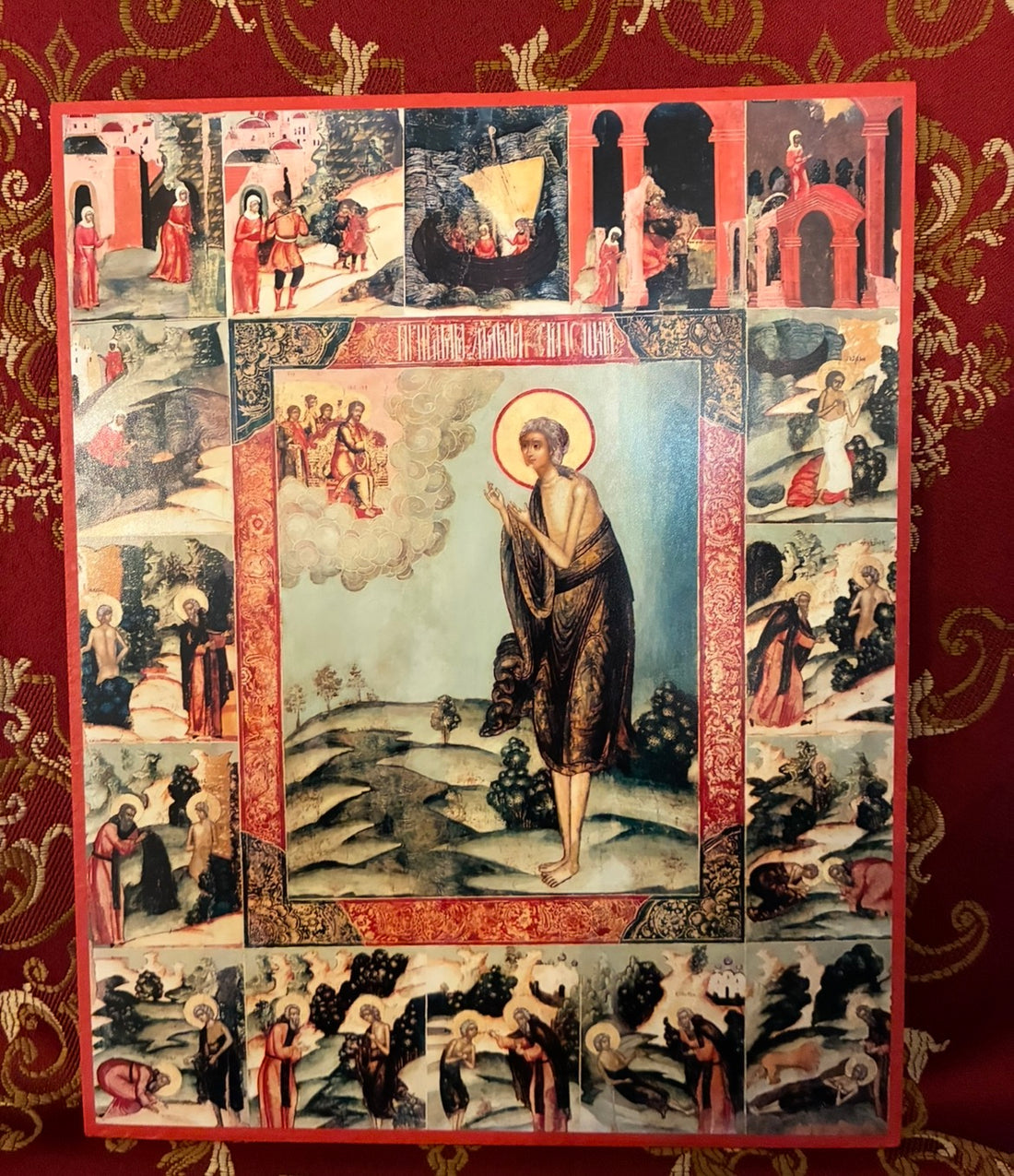 St Mary Of Egypt and Her life story 8x10in Handcrafted Icon