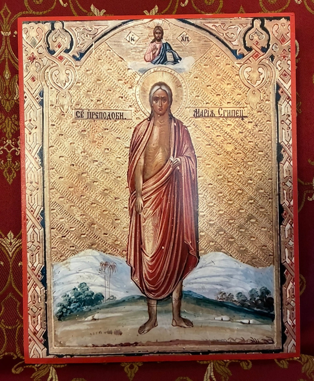 St Mary Of Egypt Waiting For The Holy Communion 8x10in Handcrafted Icon