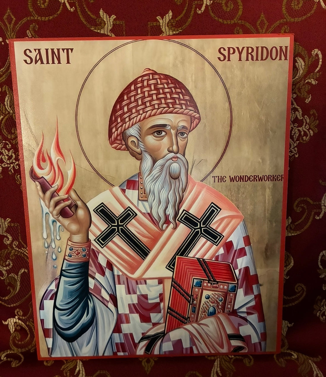 Saint Spyridon the Wonderworker 8x10in Handcrafted Icon