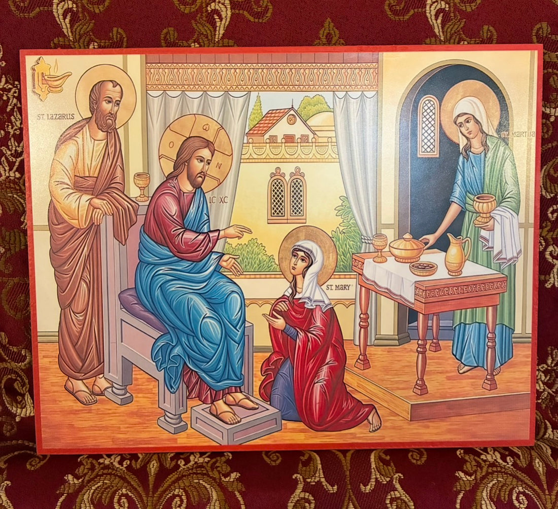 The visit of the Lord Jesus to St’s Martha and Mary 8x10in Handcrafted Icon