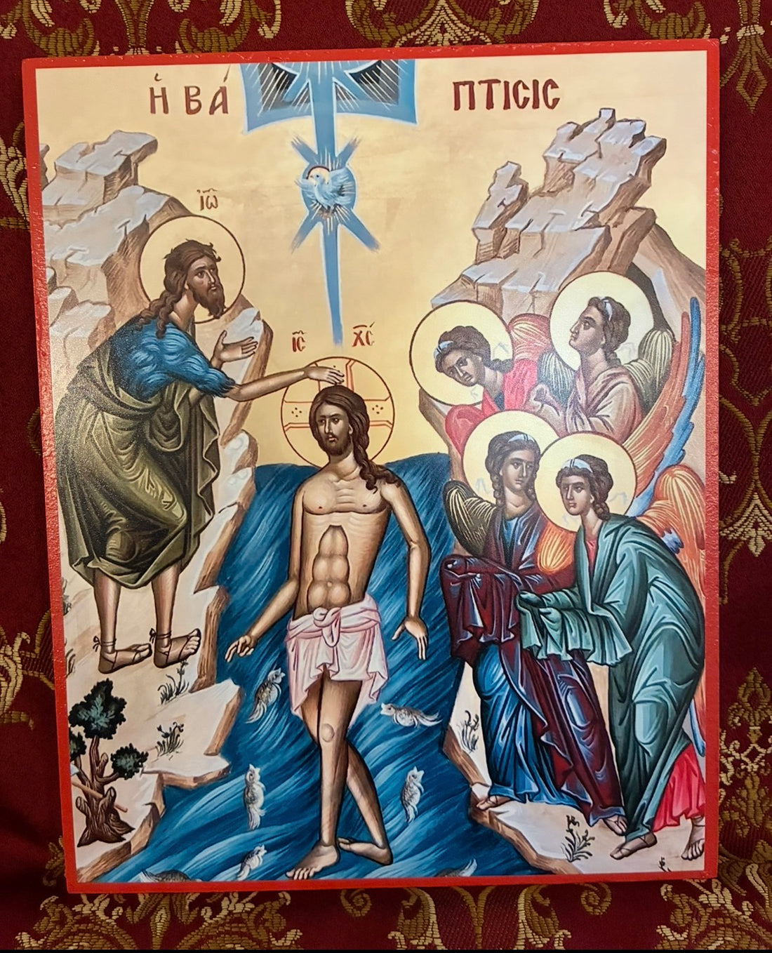 Theophany (Baptism of the Lord Jesus Christ) 8x10in Handcrafted Icon