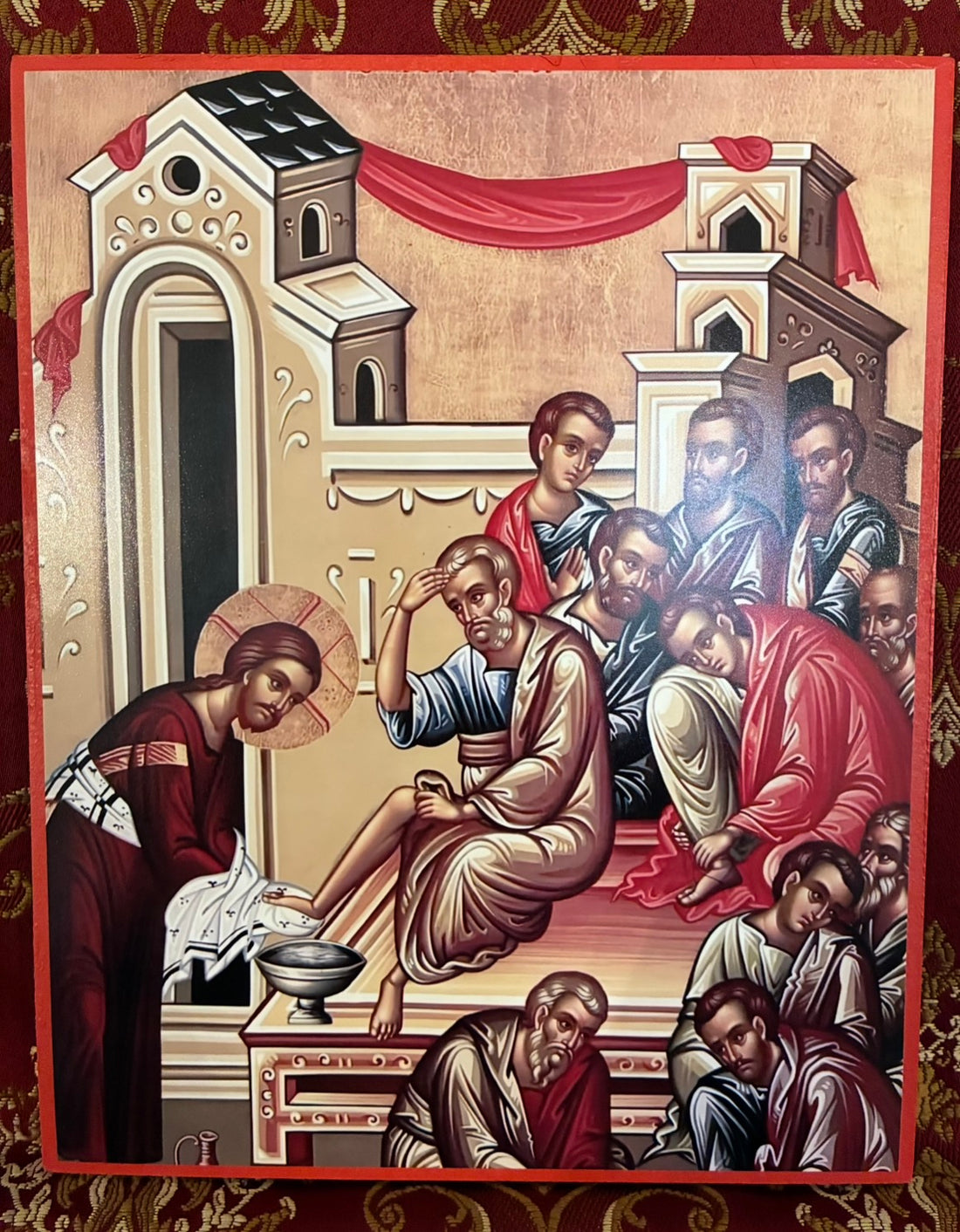 Washing of the Disciples feet 8x10in Handcrafted Icon