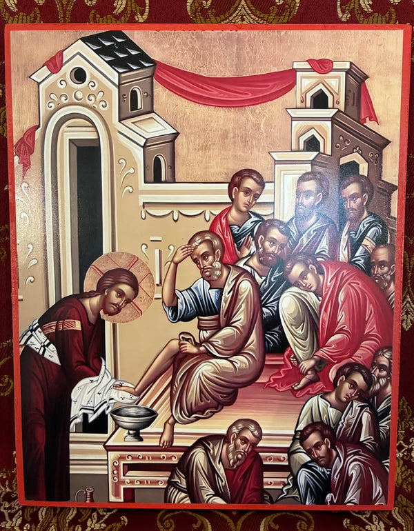 Washing of the Disciples feet 8x10in Handcrafted Icon