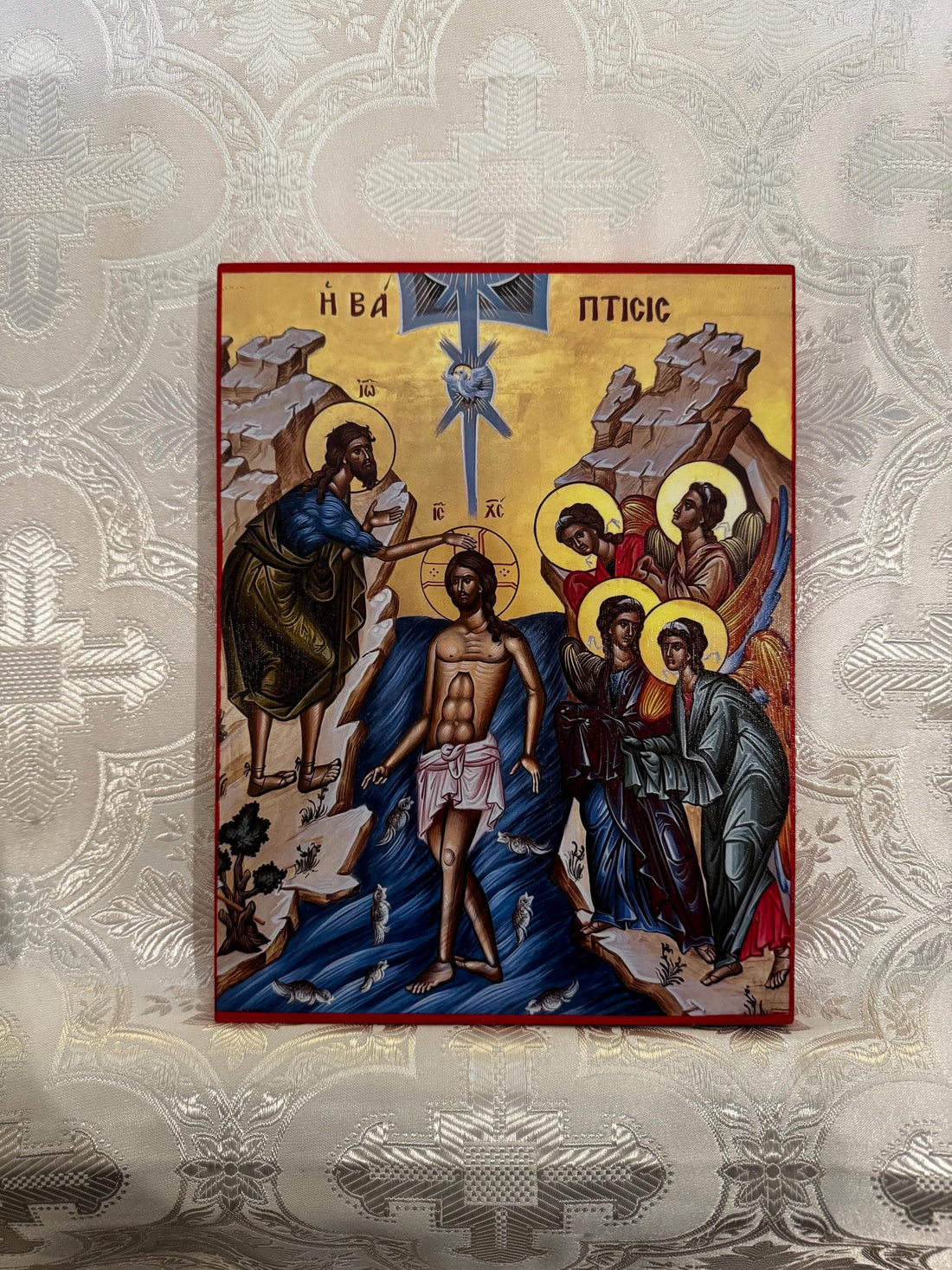 Theophany (Baptism of the Lord Jesus Christ) 8x10in Handcrafted Icon