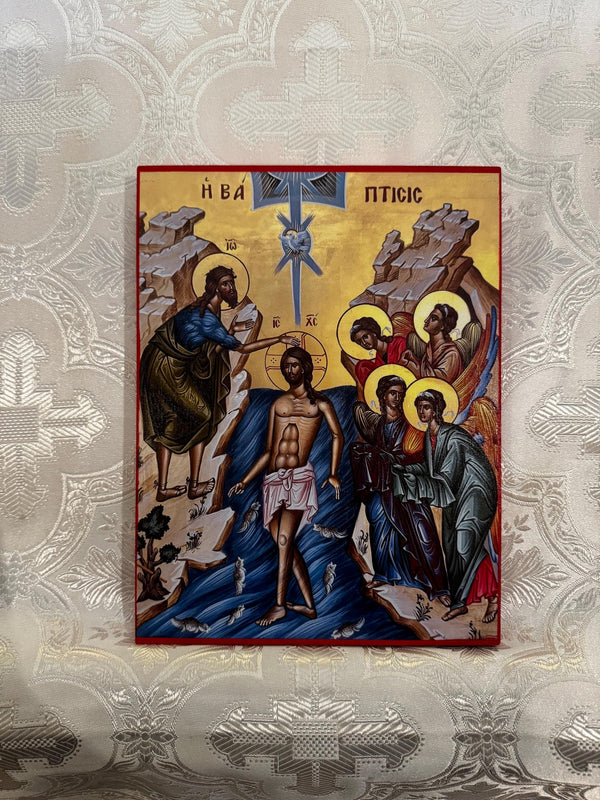 Theophany (Baptism of the Lord Jesus Christ) 8x10in Handcrafted Icon