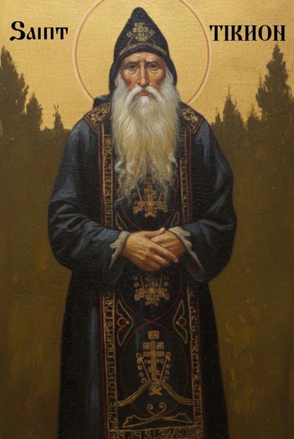 Saint Tikhon the Athonite 8x10in Handcrafted Icon