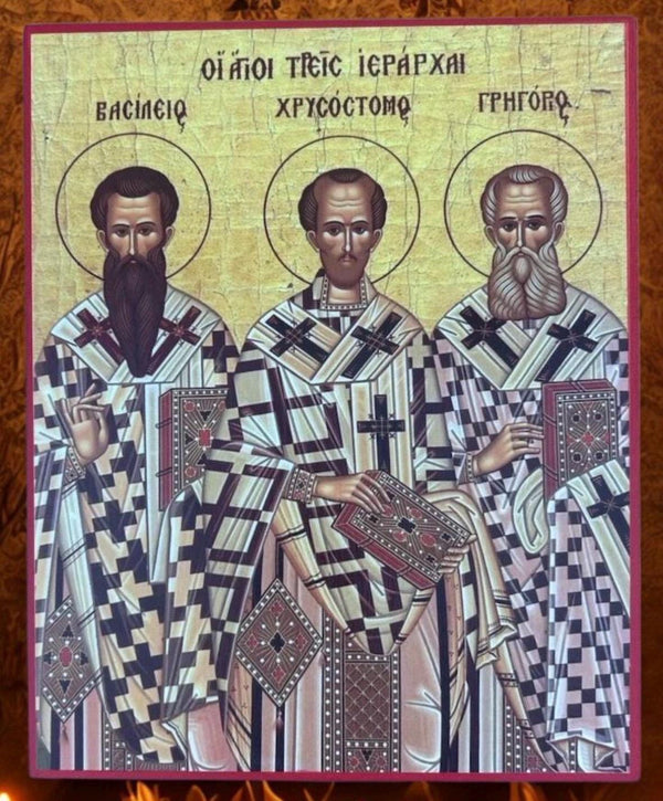 Three Holy Hierarchs 8x10in Handcrafted Icon