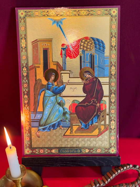 The annunciation of the Theotokos Ukraine gold leaf effect Icon 8x12in