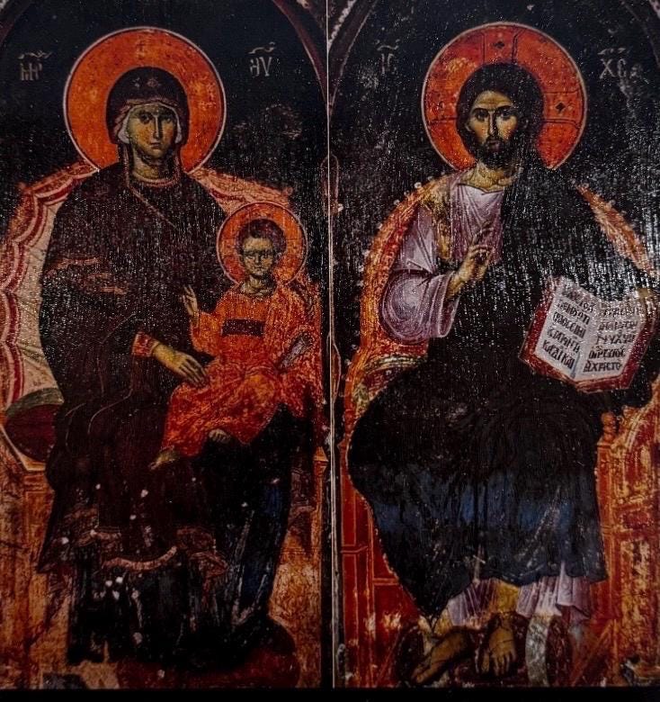 Lord Jesus and Theotokos Enthroned l 8x10in Handcrafted Icon