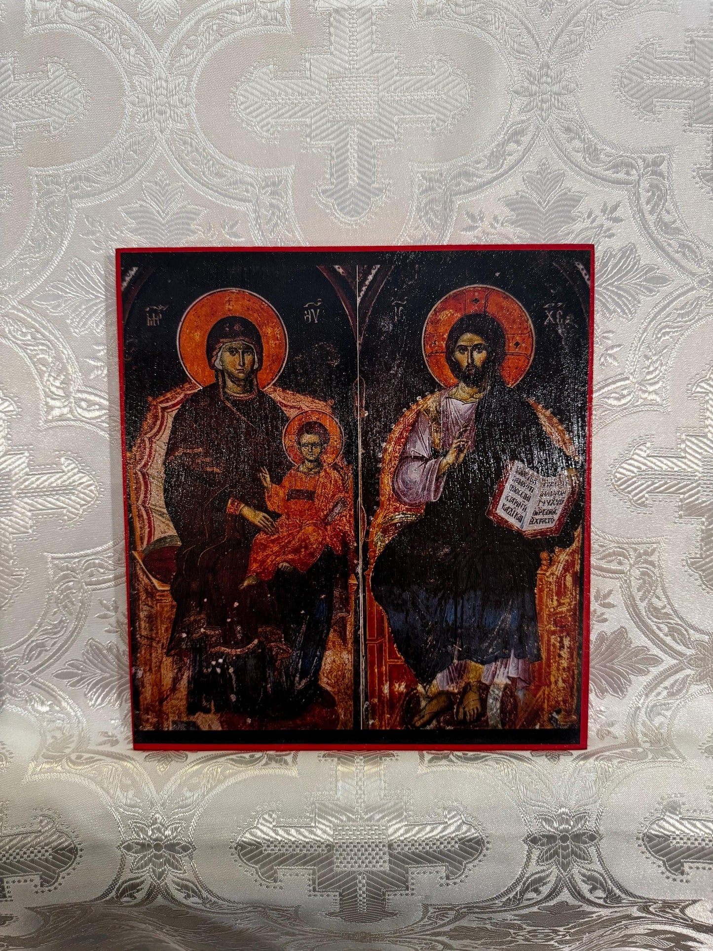 Lord Jesus and Theotokos Enthroned l 8x10in Handcrafted Icon