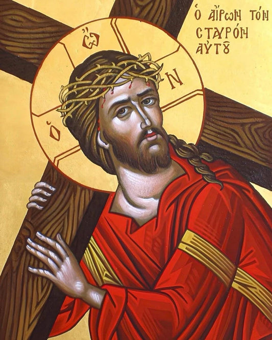 The Lord Jesus Christ carrying the Cross 8x10in Handcrafted Icon