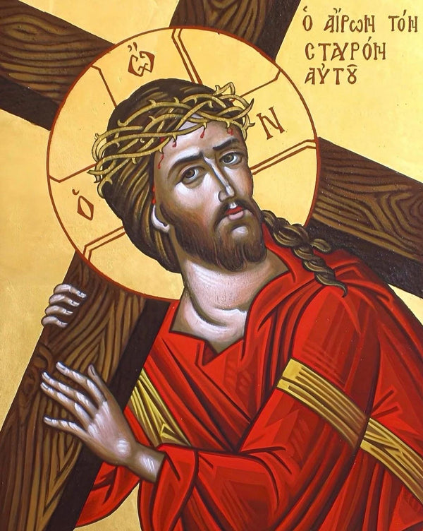 The Lord Jesus Christ carrying the Cross 8x10in Handcrafted Icon