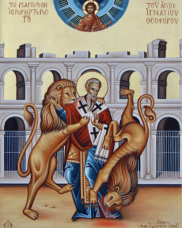 Saint Ignatius of Antioch In Colosseum 8x10in Handcrafted Icon