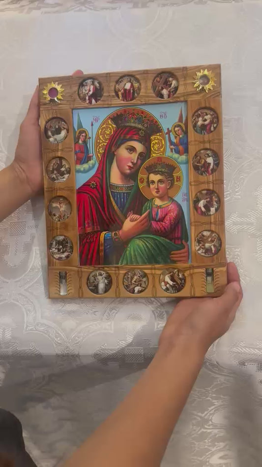 The Theotokos and the 14 stations Holy Cross