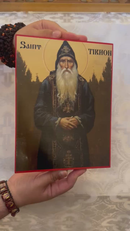 Saint Tikhon the Athonite 8x10in Handcrafted Icon