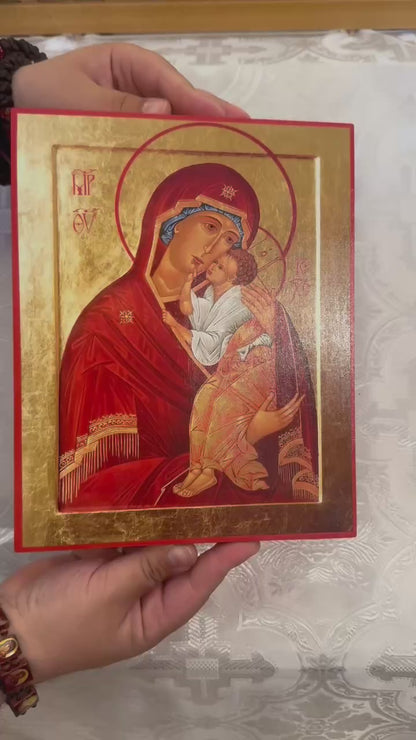 Mother of God Eleousa “Tenderness” 8x10in Handcrafted Icon