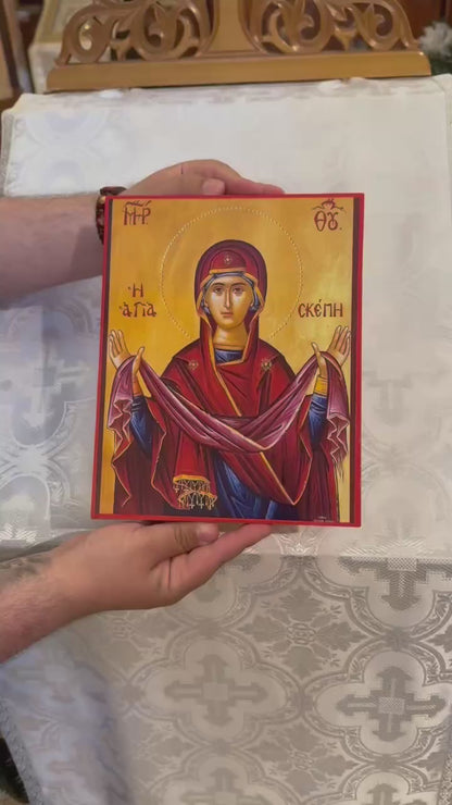 Protection of the Theotokos 8x10in Handcrafted Icon