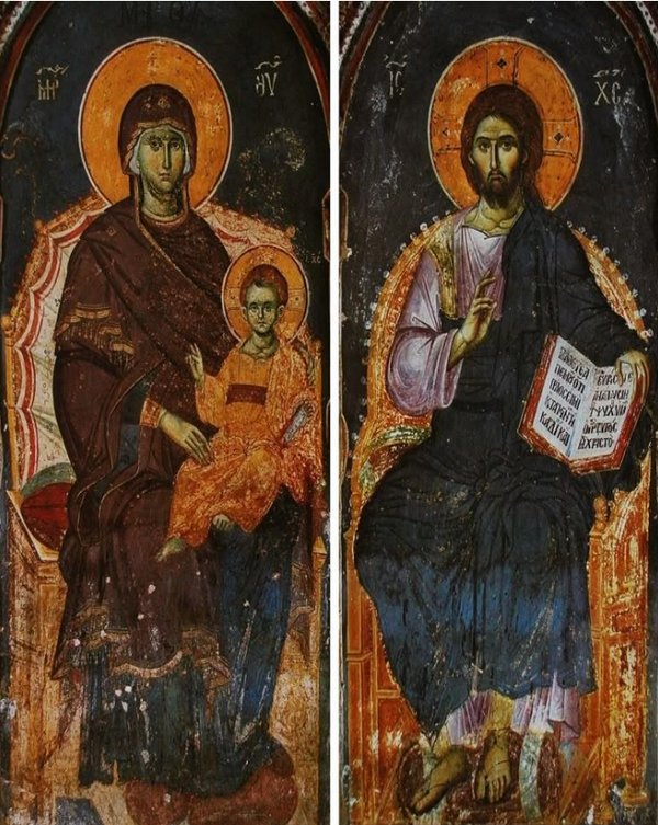 Lord Jesus and Theotokos Enthroned l 8x10in Handcrafted Icon